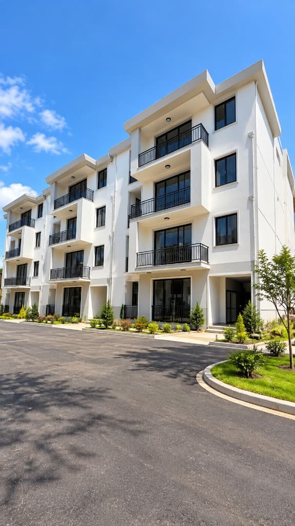 White Metro apartment buildings with balconies in Bole Bulbula