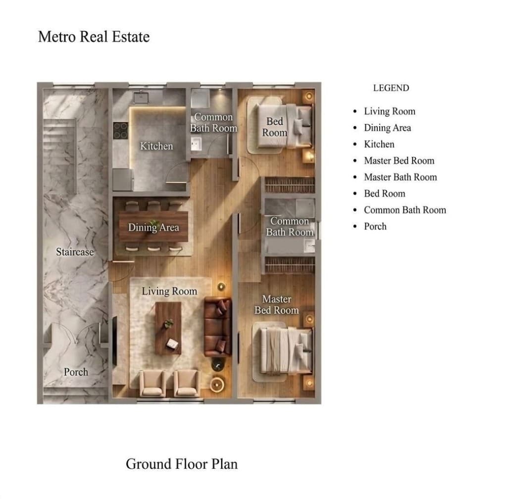 2 Bedroom floor plan at Metro Bulbula