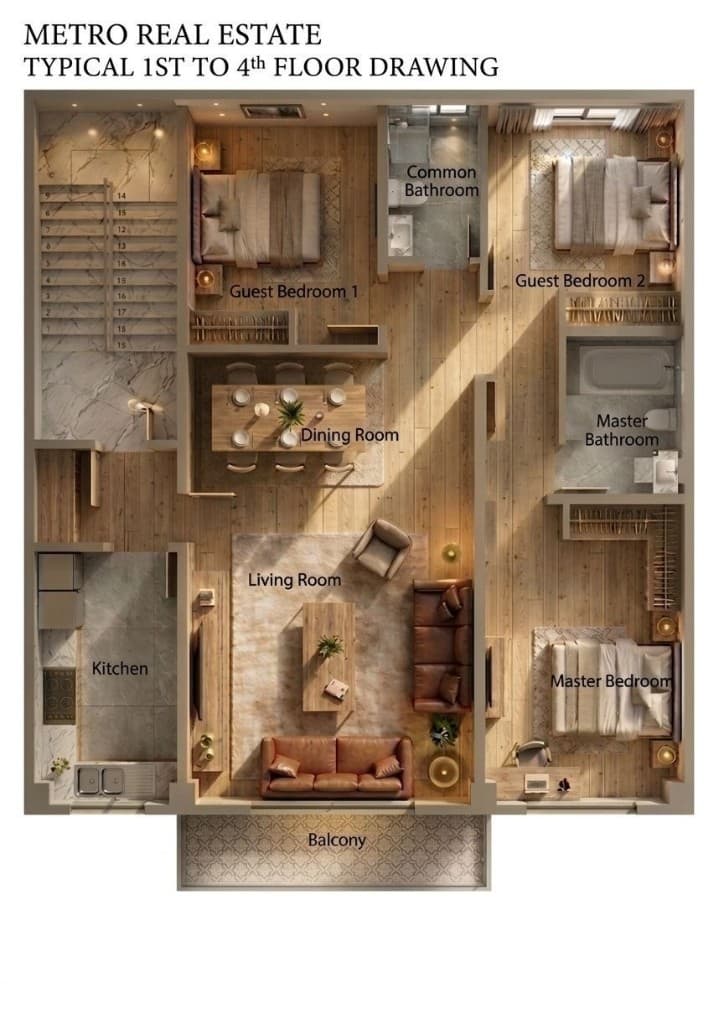 3 Bedroom floor plan at Metro Bulbula